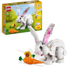LEGO 31133 Creator 3in1 White Rabbit Animal Toy Building Set, Bunny to Seal and Parrot Figures, Bricks Construction Toys for Kids Aged 8 Plus Years Old 