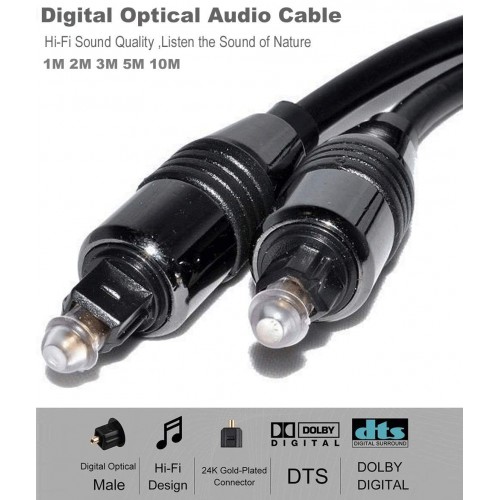 Surround Sound TosLink Digital Optical Audio Adaptor Connect Tos link Lead 